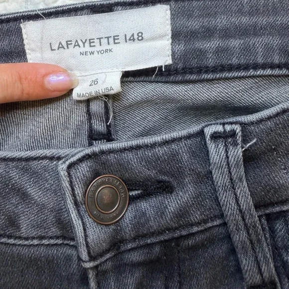 Lafayette 148 New York Charcoal Straight Leg Jeans - Picture 3 of 4